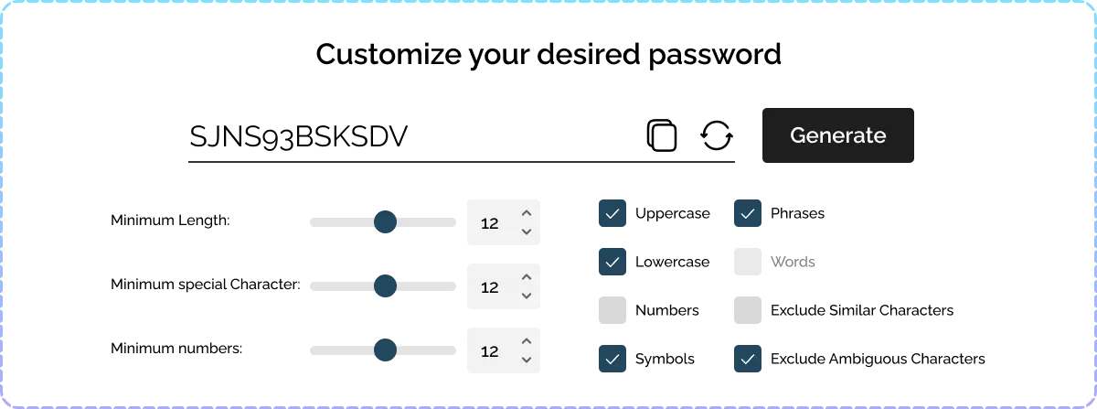 customize desired password